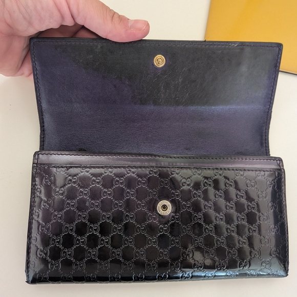 Gucci Guccisima Patent Leather Deep Purple Long Snap Wallet - Picture 7 of 16